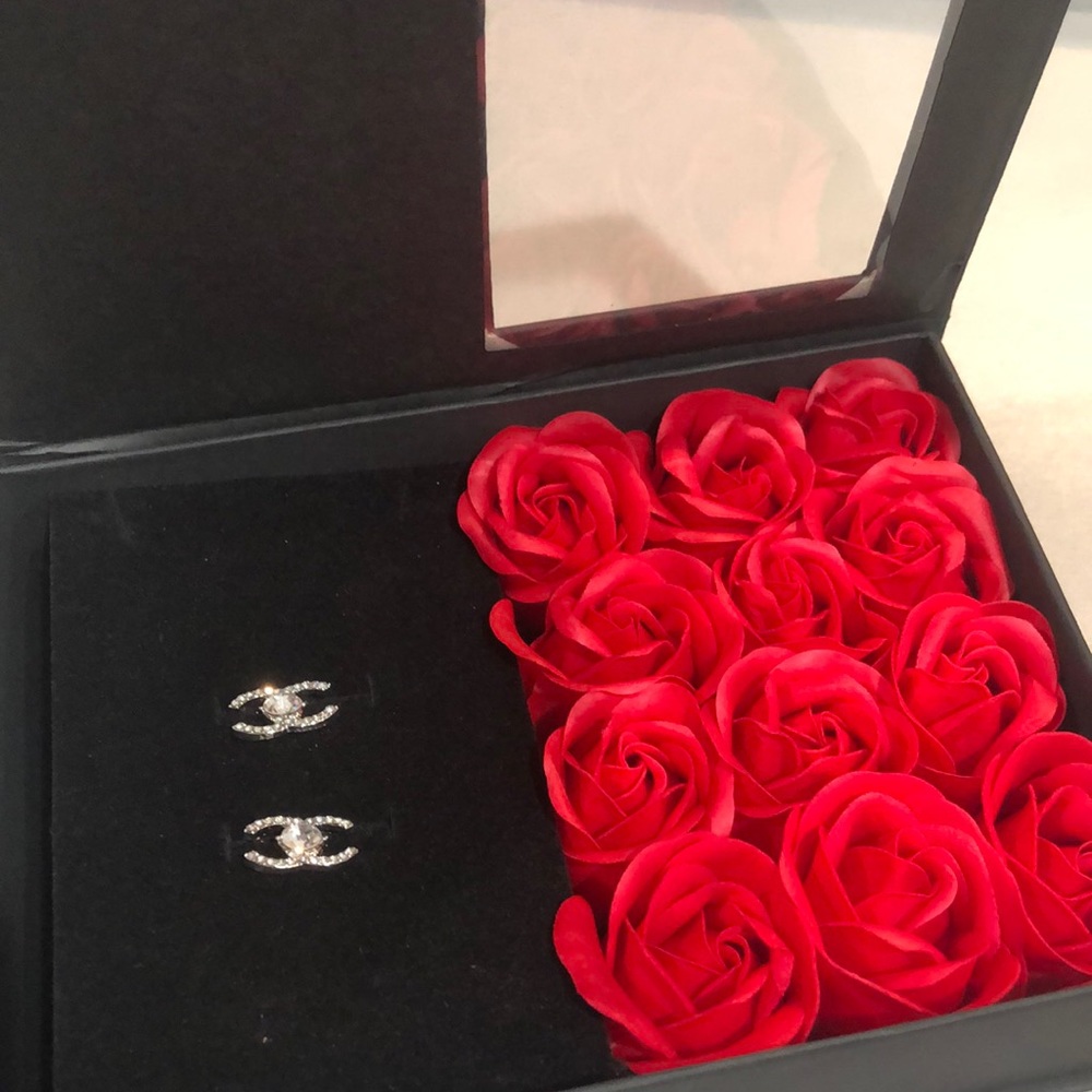 Designer earrings with Rose 🌹 Soap Box